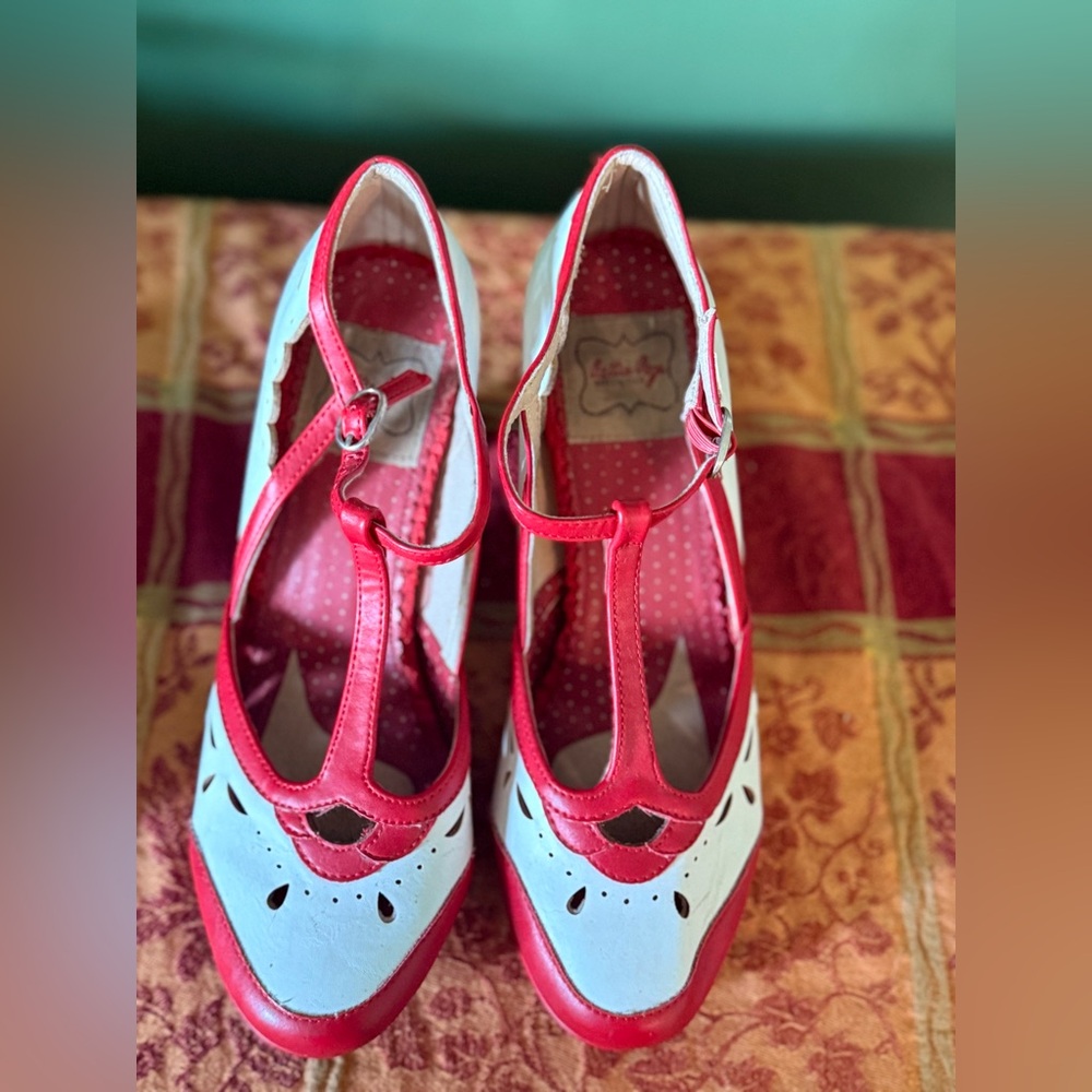 Bettie Page Red and White Heels